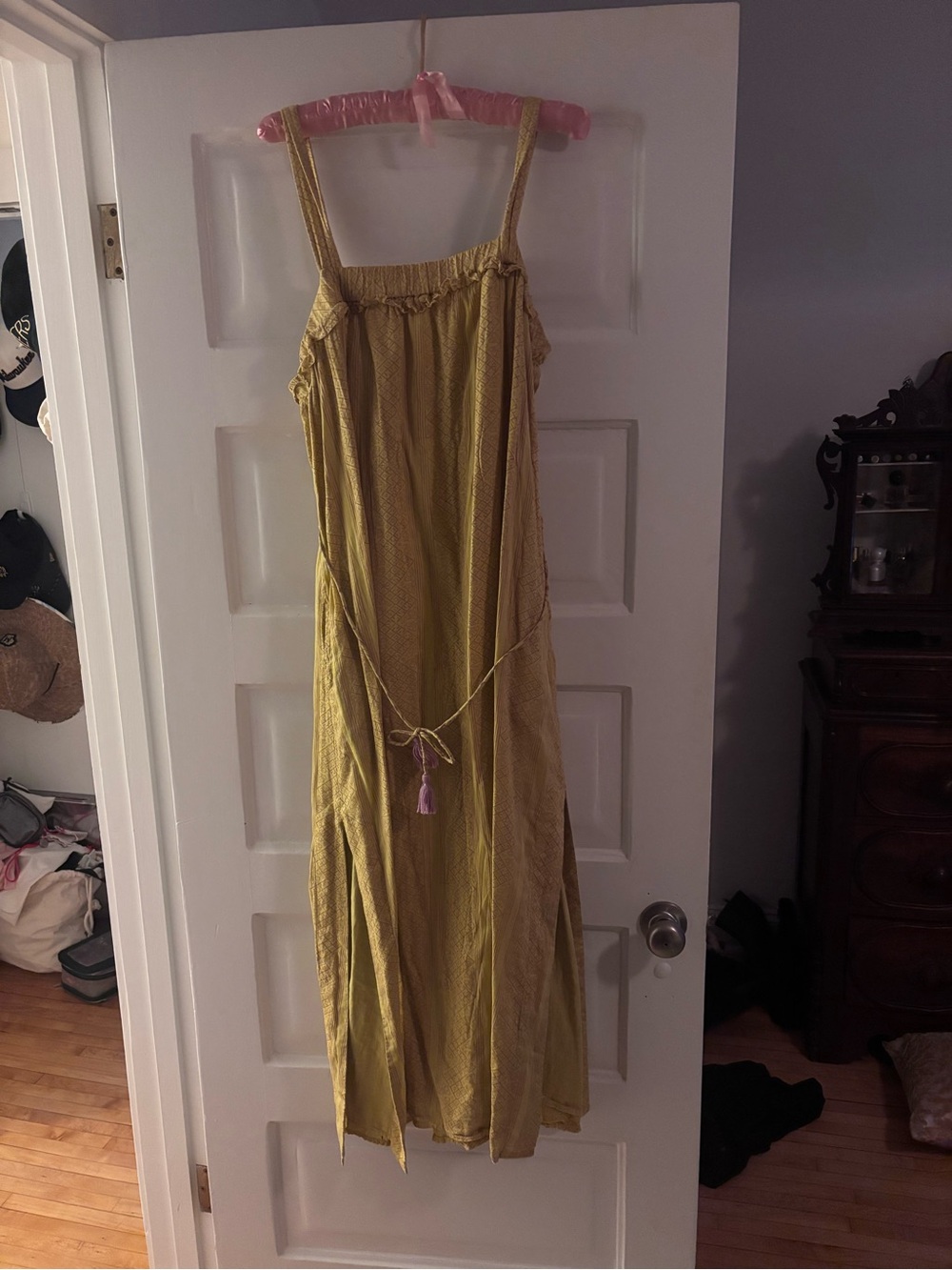 Cleobella Yellow Sleeveless Maxi Dress with Tassel Tie L